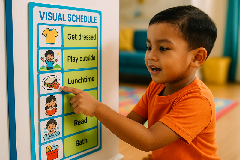 Anak mengikuti rutin harian